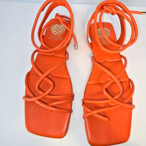 Vince Camuto Alminda Orange Sandal Toe Ring Strappy Tie Gladiator 9.5 - Picture 7 of 10